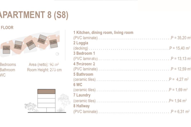 Trogir, Seget Donji, two-bedroom apartment on the fourth floor, net usable area 90 m² - S8 - D - 7