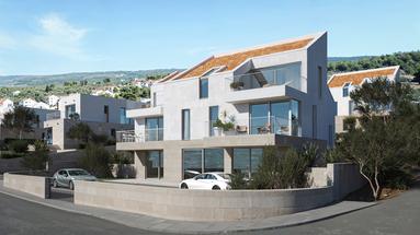 Brac, Supetar, apartamento de dois quartos no rés-do-chão com jardim e uma bela vista para o mar