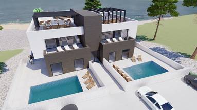 Vinjerac, luksuzan penthouse prvi red do mora sa krovnom terasom 134,85 m²