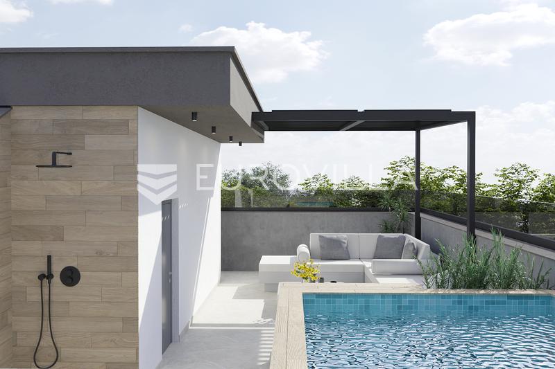 Zadar, Vir, penthouse s krovnim bazenom 350m od mora