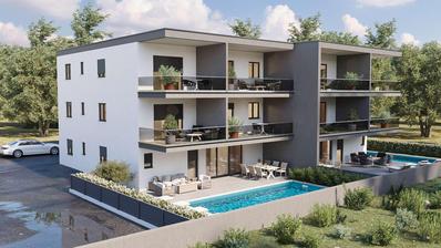 Istrien, Novigrad, moderne 92 m² lejlighed med stor terrasse 700 m fra havet
