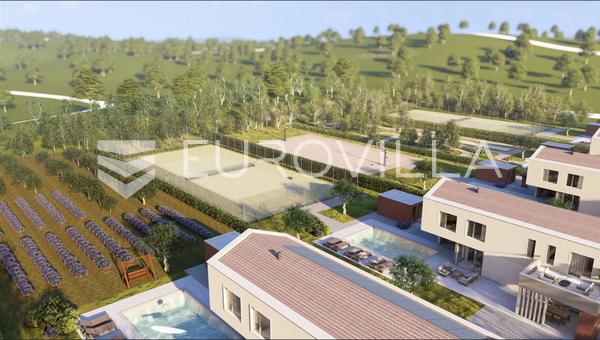 Istrie, Labin - spicková moderní vila B, vyhřívaný bazén 48 m2, 2402 m2 upravené zahrady