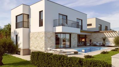 Istrien, Porec - Modernt parhus med pool nära stadens centrum