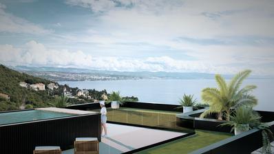 Opatija, Ičići, penthouse u elitnoj novogradnji s prostranom terasom i bazenom
