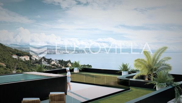 Opatija, Icici, penthouse egy elit új fejlesztésben, tágas terasszal és úszómedencével