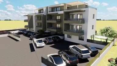 Trogir, tweekamerappartement met een ruim terras en parkeerplaats.