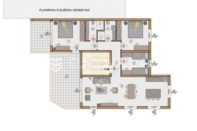 Pula, Trosoban penthouse 105 m² s garažom u stambenom kompleksu 2026, drugi kat - 5