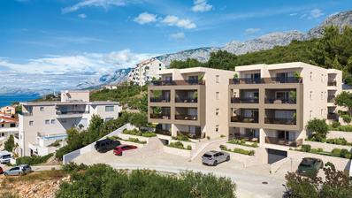 Podgora, nueva construcción, apartamento de lujo con vistas al mar y ascensor