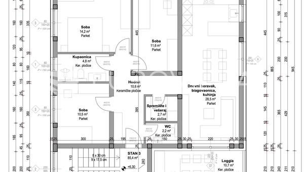 Velika Mlaka Projesi, yeni geliştirme - garajlı üç yatak odalı daire, 105,50 m²