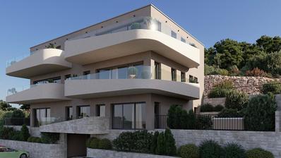 Brodarica, Nieuwbouw, eenkamerappartement met zeezicht, 65,95 m²