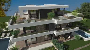 Istrië, Tar, nieuwbouw - appartement op de 1e verdieping 105,22 m2 met dakterras en uitzicht op zee