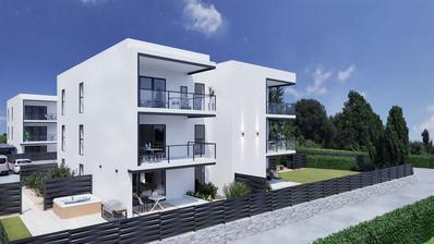 Fažana, Peroj, luksuzni trosobni stan s liftom, 1. kat, 76.68 m², 800 m od mora, pogled na more