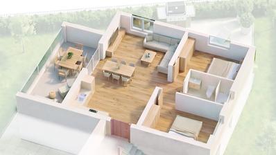 Rogoznica, modern két hálószobás apartman a második emeleten tengerre néző kilátással, 270 m-re a strandtól.
