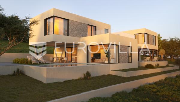 Vodice, luxus ikervilla medencével, tengerre és városra néző kilátással