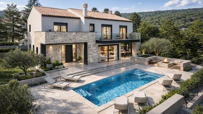Otok Krk, Šilo, luksuzna vila prvi red do mora, Villa D