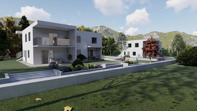 Kastav, NOVOGRADNJA, prostrani stan s terasom, vrtom i garažom, 142,07 m2