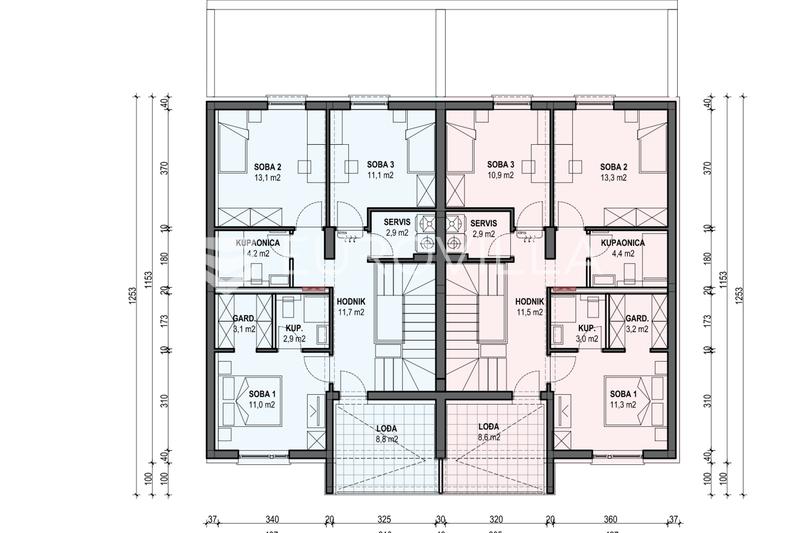 Slavonski Brod, Kolonija – four-room, two-storey apartment, with a private garden, 163,32 m²
